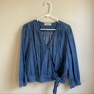Madewell denim tie front shirt